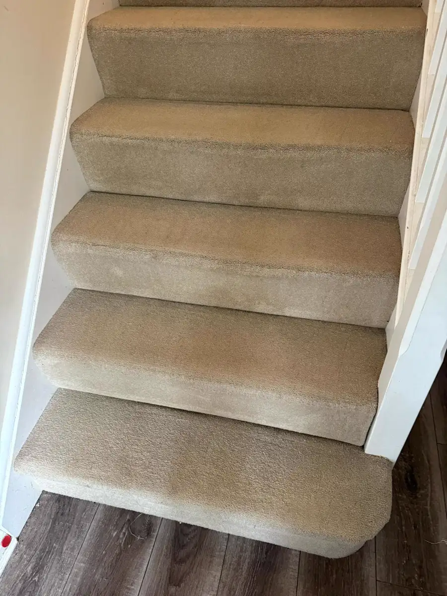 The same staircase clean and bright after Dry Fusion cleaning